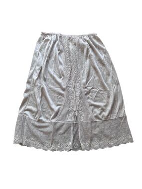 Vintage Ivory Satin Lace Slip Cottagecore Fairy Grunge Y2K Lingerie Midi Skirt